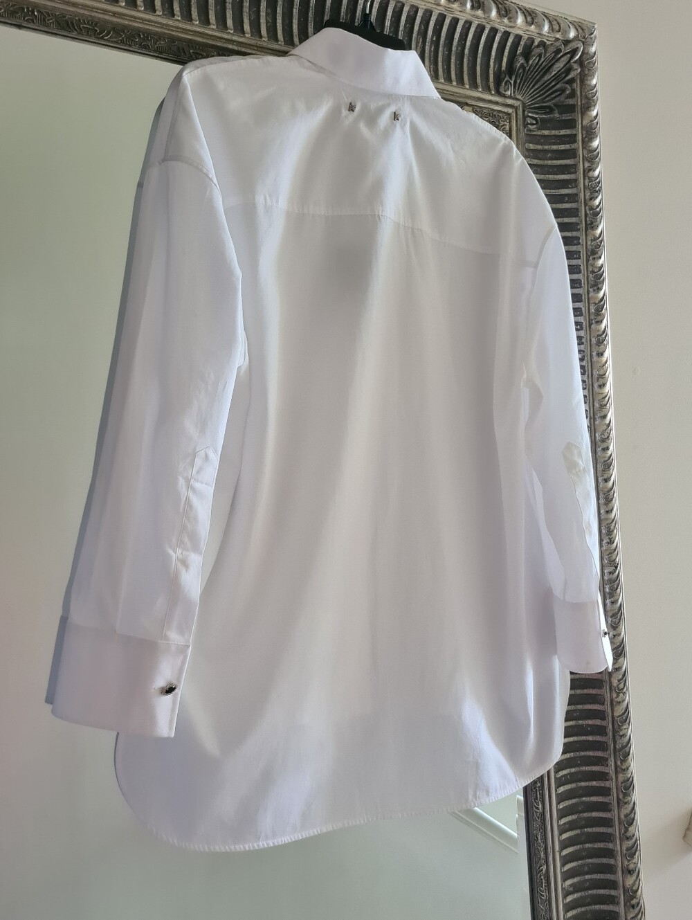 GOLDEN GOOSE Pintuck Bib Oversized Cotton Button-Up Shirt White XS Org $750 - Picture 6 of 16